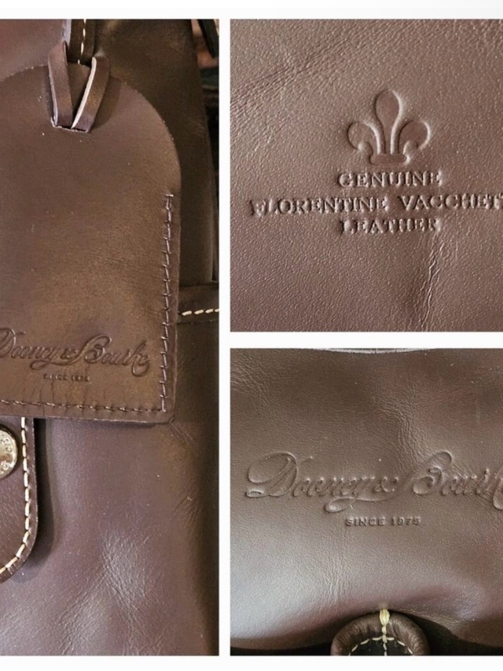 Classic Brown Leather Tote Handbag with Front Pockets - Picture 7 of 9